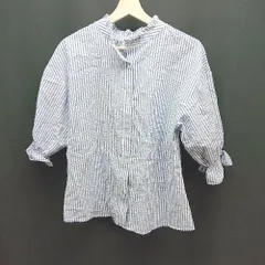 ◇ classicalelf クラシカルエルフ ストライプ柄 カジュアル 長袖 ブラウス サイズM ブルー レディース E  【1309040028944】