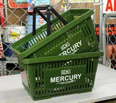 マーキュリー バスケット 収納 かご ポリプロピレン おしゃれ マーケットバスケット 買い物かご 洗濯物 洗車 小物入れ アメリカ アメリカン雑貨 MERCURY カーキ ２個セット