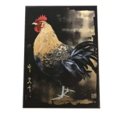【A0サイズ（約84x119cm）】【si-poster-395】鶏 ニワトリ 干支 商売繁盛 金 縁起物 福 幸 風水 ポスター   アートプリント ポスター  ファッション ポスター フォト フレーム オシャレ アート ゴールド