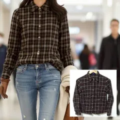 人気ブランド◎【BURBERRY LONDON】バーバリー ネルシャツ トップス 長袖 チェック柄 ノバチェック ハウスチェック ウール100% ロンドン 古着コーデ タウンユース お出かけ 羽織り ブラウン系 レディース サイズ38(M位)/M40765jF