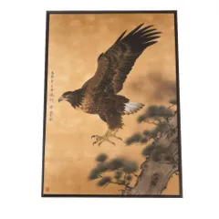 【B3サイズ（約36x51cm）】【si-poster-408】鷹 タカ 猛禽類 鳥 金 縁起物 福 幸 風水 開運アート 金運 和室 事務所 お祝い 事務所 ポスター グッズ 運気上昇 アートプリント ポスター フォト フレーム アート ゴールド