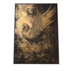 【B4サイズ（約25x36cm）】【si-poster-412】鷹 タカ 猛禽類 鳥 金 縁起物 福 幸 風水 開運アート 金運 和室 事務所 お祝い 事務所 ポスター グッズ 運気上昇 アートプリント ポスター フォト フレーム アート ゴールド