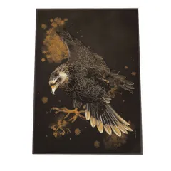 【A4サイズ（約21x30cm）】【si-poster-414】鷹 タカ 猛禽類 鳥 金 縁起物 福 幸 風水 開運アート 金運 和室 事務所 お祝い 事務所 ポスター グッズ 運気上昇 アートプリント ポスター フォト フレーム アート ゴールド