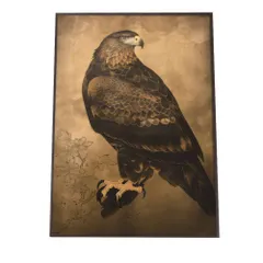 【A3サイズ（約30×42cm）】【si-poster-417】鷹 タカ 猛禽類 鳥 金 縁起物 福 幸 風水 開運アート 金運 和室 事務所 お祝い 事務所 ポスター グッズ 運気上昇 アートプリント ポスター フォト フレーム アート ゴールド