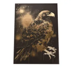 【A2サイズ（約42x59cm）】【si-poster-418】鷹 タカ 猛禽類 鳥 金 縁起物 福 幸 風水 開運アート 金運 和室 事務所 お祝い 事務所 ポスター グッズ 運気上昇 アートプリント ポスター フォト フレーム アート ゴールド