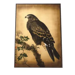【A3サイズ（約30×42cm）】【si-poster-419】鷹 タカ 猛禽類 鳥 金 縁起物 福 幸 風水 開運アート 金運 和室 事務所 お祝い 事務所 ポスター グッズ 運気上昇 アートプリント ポスター フォト フレーム アート ゴールド