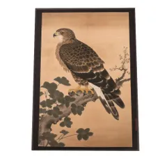 【B4サイズ（約25x36cm）】【si-poster-420】鷹 タカ 猛禽類 鳥 金 縁起物 福 幸 風水 開運アート 金運 和室 事務所 お祝い 事務所 ポスター グッズ 運気上昇 アートプリント ポスター フォト フレーム アート ゴールド