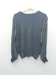 ◇ URBAN RESEARCH ROSSO クルーネック ニット 異素材 シンプル 長袖 カットソー サイズFree ネイビー レディース E  【1309040033535】