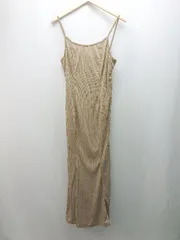 ◇ ◎ ●未使用● LAUIR サイドスリット リブ キャミソール かわいい ロング丈 ワンピース サイズXL ベージュ レディース E  【1309040035010】