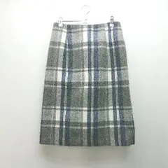◇ ROPE PICNIC チェック柄 バックジップ ニット カジュアル かわいい 膝丈 タイト スカート サイズ40 グレー レディース E  【1309040034976】