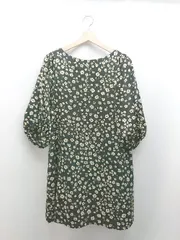 ◇ URBAN RESEARCH ROSSO 花柄 ポリエステル100% 綺麗め おしゃれ 長袖 膝丈 ワンピース サイズF ブラック レディース E  【1309040036185】