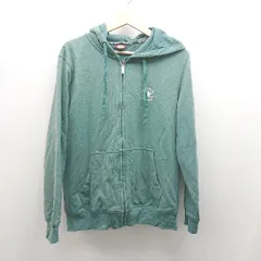 ◇ CONVERSE コンバース ジップアップ フーディー カジュアル シンプル 長袖 パーカー サイズL グリーン レディース E  【1309040036154】