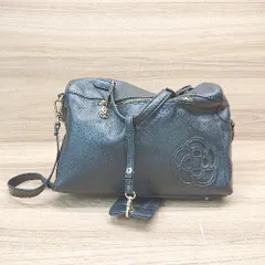 ◇ ◎ CLATHAS  2WAY カメリアマーク 上品 ゴールドファスナー ハンド ショルダー バッグ ブラック レディース E  【1309040036826】