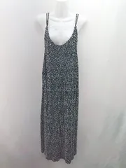 ◇ AMAIL アマイル ストレッチ 総柄 薄手 シンプル ノースリーブ ロング丈 ワンピース サイズF ブラック レディース E  【1309040039230】