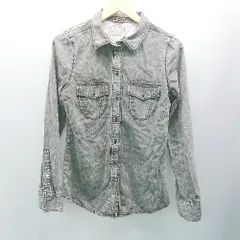 ◇ ◎ HILFIGER DENIM フロントボタン 胸ポケット カジュアル おしゃれ 長袖 デニムシャツ サイズMEDIUM グレー メンズ E  【1309040042254】のサムネイル