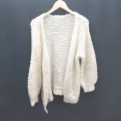 ◇ NICE CLAP ボタンなし 無地 オーバーサイズ 厚手生地 長袖 ニットカーディガン サイズFREE クリーム レディース E  【1309040041462】