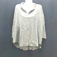 ◇ samansa mos2 カジュアル ヘンリーネック プルオーバー ガーリー 長袖 シャツ サイズFREE グリーン レディース E  【1309040043916】