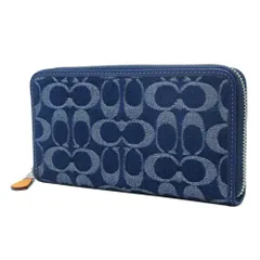 【新品】コーチ 財布 長財布 COACH ACCORDION WALLET デニム シグネチャー ジップアラウンド ロングウォレット CY910 SVXR9 (デニム×ディープブルー) アウトレット メンズ レディース 送料無料