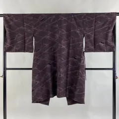 道中着 身丈102.5cm 裄丈66cm M 和装コート 幾何学模様 濃紫 正絹 美品 逸品 【中古】