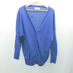 ◇ nano universe セーター ニット カジュアル 羽織もの フロントボタン 長袖 カーディガン サイズFREE ブルー メンズ E  【1309040045118】