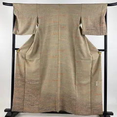 【美品】 付下げ 身丈158cm 裄丈67.5cm L 袷 陶彩染 霞 薄茶色 正絹 秀品 【中古】