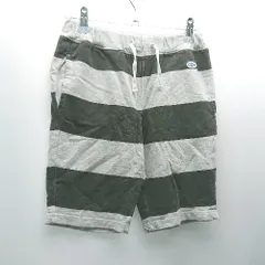 ◇ Champion チャンピオン ボーダー柄 コットン100% ウエストゴム カジュアル ショートパンツ サイズ130 グレー メンズ E  【1309040046863】