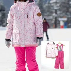 セットアップ◎【cosby】【nima 】コスビー ニーマ スノーウェア ジャケット 花柄 パンツ 上下セット 中綿 スキー スノボ パウダーガード 防寒 雪 アウトドア キャンプ ホワイト ピンク キッズ 女の子 サイズ130/M40767jF