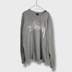 ☆STUSSY☆ステューシー☆プリントロゴロンT☆ショーンフォント☆ロングスリーブ☆グレー☆L☆A26M