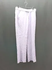 ◇ LOWRYS FARM シンプル 無地 センタープレス スラックスパンツ サイズL パープル レディース E  【1309040048324】