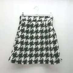 ◇ CHENOPOD サイドジップ ウエストゴム 千鳥柄風 ショート丈 台形 スカート サイズS ブラック レディース E  【1309040049857】