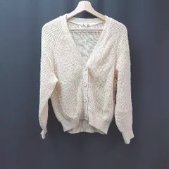 ◇ GLOBAL WORK Vネック フロントボタン 無地シンプル 長袖 ニットカーディガン サイズM クリーム レディース E  【1309040051690】