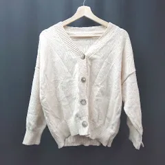 ◇ ノーブランド ケーブル編み カジュアル シンプル 秋冬 長袖 カーディガン 表記なし アイボリー レディース E  【1309040051324】