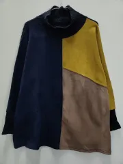 ヴィンテージ バイカラー ゴージ デザインテープ タートルネック M-L