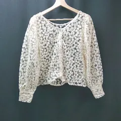 ◇ apres jour ラウンドネック フロントボタン 花柄 透け感あり 長袖 シャツ サイズFREE クリーム レディース E  【1309040052277】