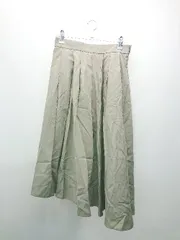 ◇ ROPE バックファスナー 透け感なし 無地シンプル ロング フレア スカート サイズ38 カーキー レディース E  【1309040052451】