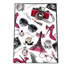 【A0サイズ（約84x119cm）】【yoko-poster-7062】ピンク サングラス ハイヒールアートプリント ポスター インテリア おしゃれ アート モダン シンプル お洒落   特大 大きい 小さい 縦