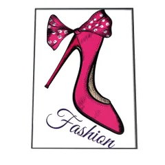 【A2サイズ（約42x59cm）】【yoko-poster-7063】ピンク 靴 ハイヒール アートプリント ポスター インテリア おしゃれ アート モダン シンプル お洒落   特大 大きい 小さい 縦