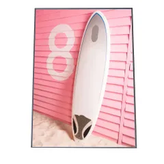 【A1サイズ（約59x84cm）】【yoko-poster-7082】ピンク サーフボード サーフ サーファー ビーチ 海岸 西海岸 アートプリント ポスター インテリア おしゃれ アート モダン シンプル お洒落  特大 大きい 小さい 縦