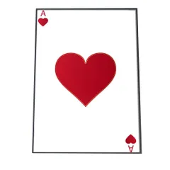 【A0サイズ（約84x119cm）】【yoko-poster-7089】ハート 赤 トランプ 白 アートプリント ポスター インテリア おしゃれ アート モダン シンプル お洒落   特大 大きい 小さい 縦