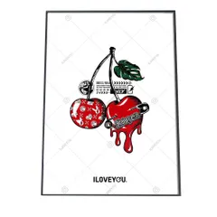 【A2サイズ（約42x59cm）】【yoko-poster-i008】チェリー 赤 果物 さくらんぼアートプリント ポスター インテリア おしゃれ アート モダン シンプル お洒落   特大 大きい 小さい 縦