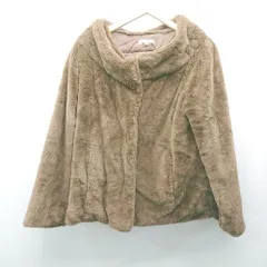 ◇ THE SHOP TK フロントボタン モコモコ 秋冬向け カジュアル 長袖 ファーダウン サイズM ブラウン レディース E  【1309040057678】