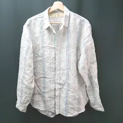 ◇ nano unniverse LB.03 チェック柄 フロントボタン 前開き 羽織もの スリット 長袖 シャツ サイズM ブルー メンズ E  【1309040059849】