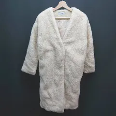 ◇ AZUL BY MOUSSY フロントボタン ロング丈 モコモコ 冬向け 長袖 ボアコート サイズS アイボリー レディース E  【1309040058972】