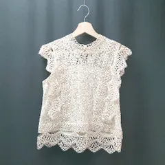 ◇ triplerund トリプルルンド レース素材 ガーリー 大人かわいい ブラウス サイズL ベージュ レディース E  【1309040062696】