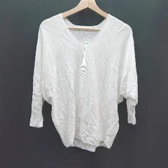 ◇ NEWYORKER ニューヨーカー Vネック コットン100％ 無地 大人っぽい 長袖 ニット サイズM ホワイト レディース E  【1309040062634】