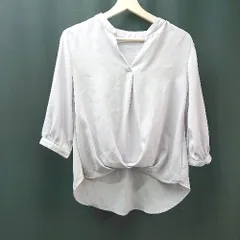 ◇ INGNI イング Vネック シンプル 無地 綺麗め シアー素材 大人っぽい 長袖 シャツ サイズM パープル レディース E  【1309040062573】