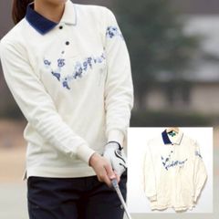 【日本製】KENZO GOLF 長袖ポロシャツ サイズ3 象刺繍 希少襟デザイン 日本製◎ゴルフにも◎【KENZO】ケンゾー ポロシャツ 長袖 トップス