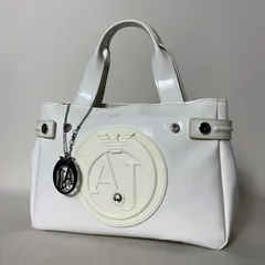2512-276｜美品｜アルマーニジーンズ ハンドバッグ エナメル ホワイト