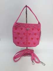 ◇ ◎ ●未使用● SOLLON. 2WAY ハート柄 おしゃれ 小さめ ガーリー ハンド ショルダー バッグ ピンク レディース E  【1309040060906】