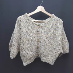 ◇ w closet ダブルクローゼット フロントボタン ゆったりめ クロップド丈 半袖 カーディガン サイズF マルチ レディース E  【1309040064942】